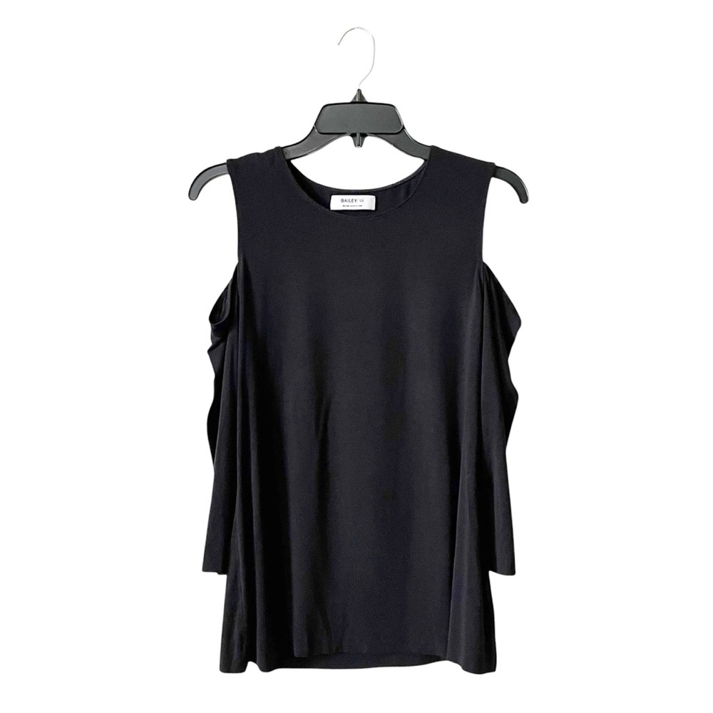 Revolve Bailey 44 Cold Shoulder Top Women's Size M Black Round Neck Minimalist
